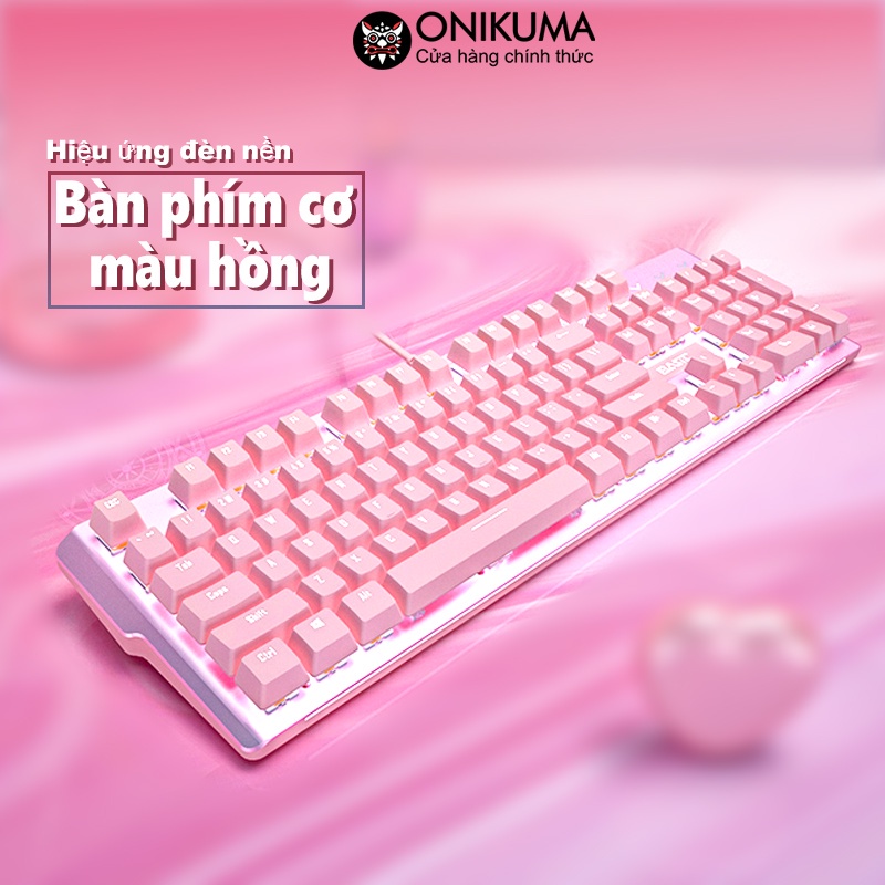 Bàn Phím Cơ Gaming Basic KB1 Luxury Cao Cấp 104 Phím Màu Hồng Có Dây/ Đèn LED Chống Nước Chơi Game Cho Máy Tính/laptop