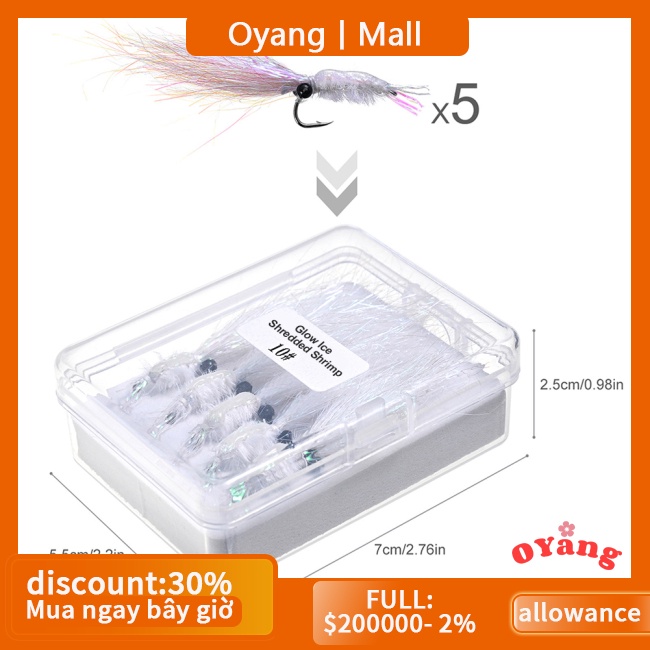 Oyang Mồi Câu Cá Giả Hình Tôm Bằng Thép carbon Phát Sáng Trong Tối