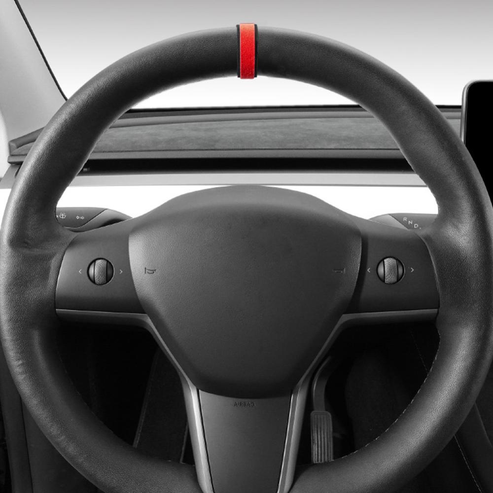 Phụ Kiện Trang Trí Vô Lăng Xe Hơi tesla model y 3 x s f2h2 Bằng Da Lộn