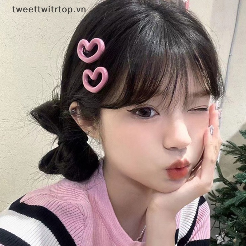 Tri Set 2 Kẹp Tóc Hình Nơ Trái Tim Màu Trơn Ngọt Ngào Phong Cách Hàn Quốc Cho Nữ vn