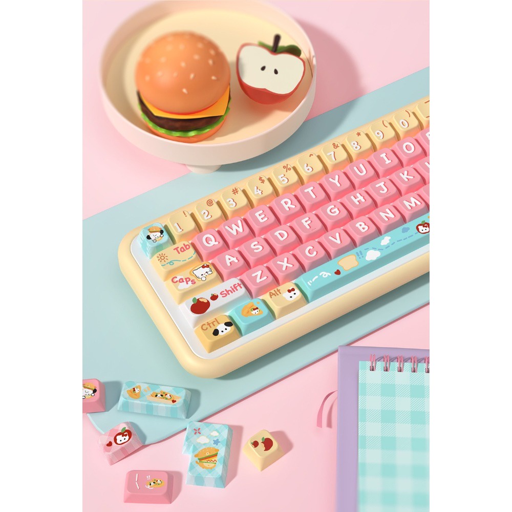 Bread Puppy Keycaps Bộ 138 / 158 Nút Bàn Phím Cơ Học In Hình Chó / Mèo Dễ Thương