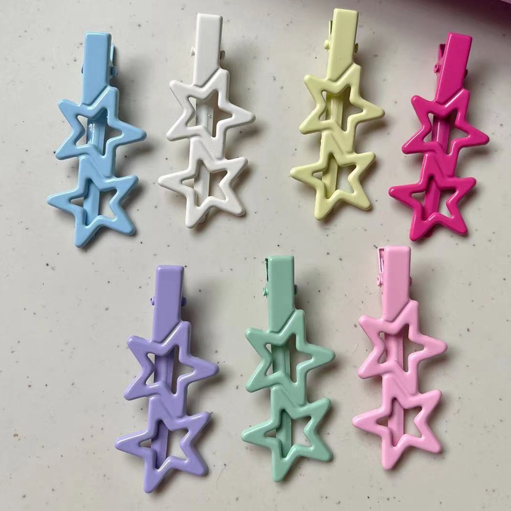 Set 1 / 5 Cặp Tóc Hình Ngôi Sao Năm Cánh Nhiều Màu Sắc Ngọt Ngào Thời Trang Cho Nữ