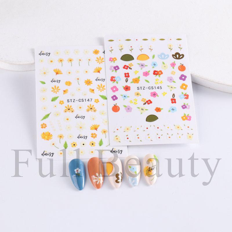 Mới Miếng Dán Trang Trí Móng Tay Hình Hoa Cúc / Hoa Đào / Dâu Tây Nhiều Màu Xinh Xắn