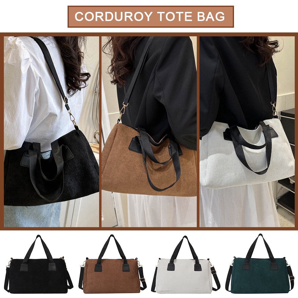 Túi tote Đeo Vai / Xách Tay Bằng Vải Nhung Kích Thước Lớn Thiết Kế Giải Trí Thời Trang Cổ Điển Cho Nữ