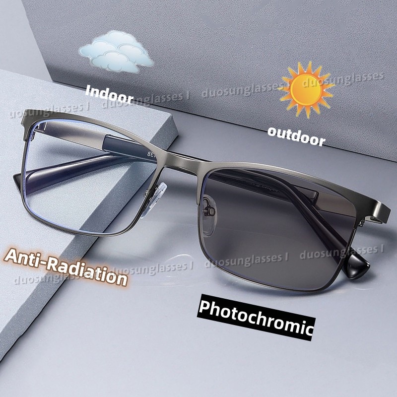 Mắt Kính Chống Tia Bức Xạ Gọng Vuông Bằng Kim Loại Có Thể Thay Thế Chống Ánh Sáng Xanh Dành Cho Nam Nữ