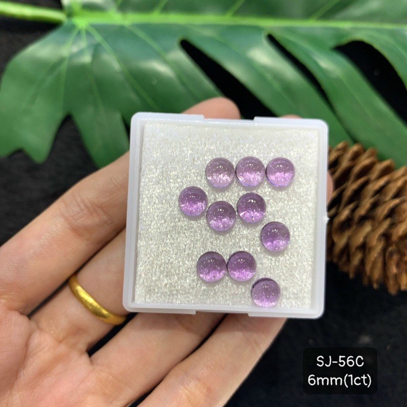 Mặt Đá Mài Láng Citrine, Amethyst và Moonstone Tròn 6-8mm