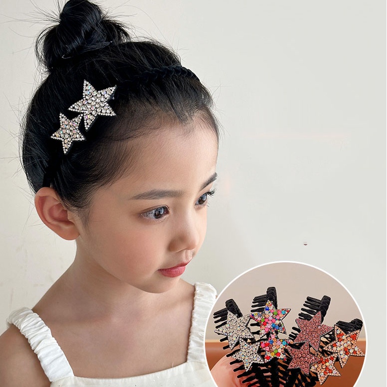 Băng Đô Cài Tóc Răng Cưa Hình Ngôi Sao Đính Đá Dễ Thương Cho Bé Gái