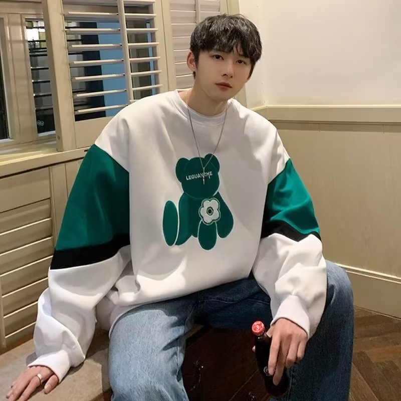 Áo Sweater Dáng Rộng Phối Màu Tương Phản Thời Trang Hàn Quốc Cho Cặp Đôi