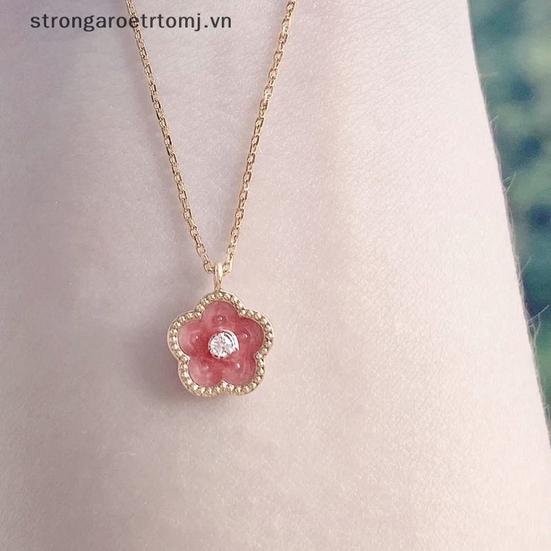 Vòng cổ Mạnh Mẽ Mặt Hoa Đào Màu Hồng Thời Trang Cho Nữ