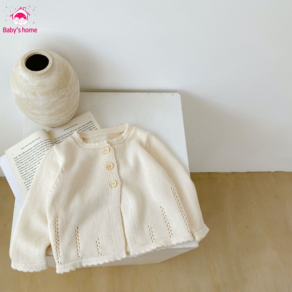 Áo khoác len, Áo khoác len mỏng, áo carigan trơn có 2 màu cho bé gái từ 5kg trở lên - Baby's home có sẵn