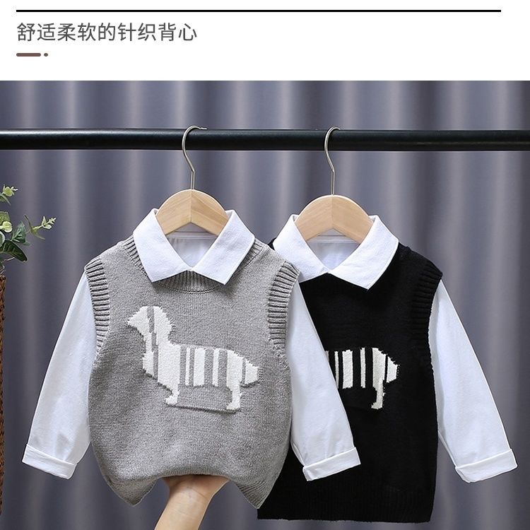 Áo sweater Dệt Kim Không Tay Phong Cách Thời Trang Xuân Thu 2023 Dành Cho Bé Trai