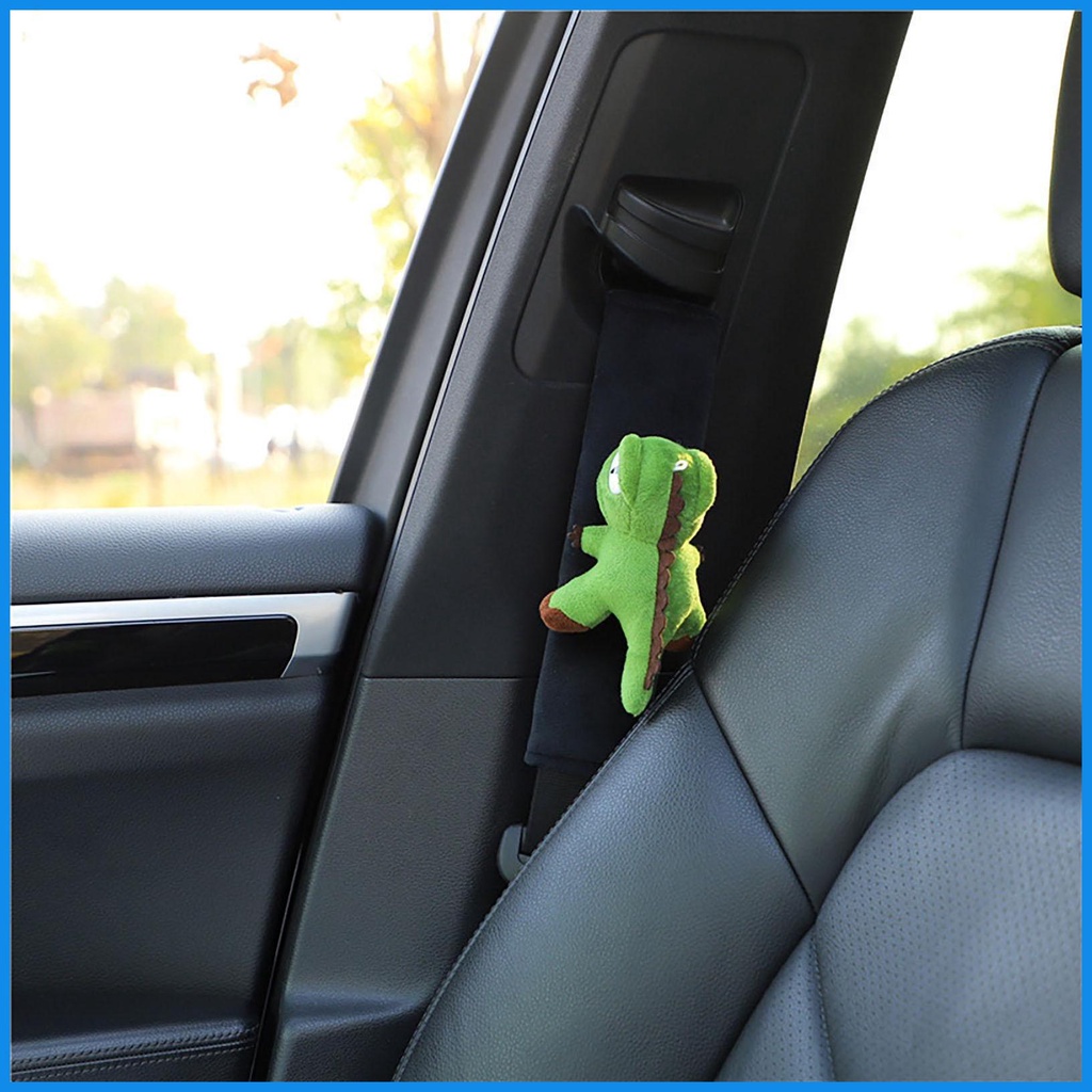 Vỏ Bọc Dây Đai An Toàn Xe Hơi Hình Khủng Long Màu Xanh Lá Dễ Thương