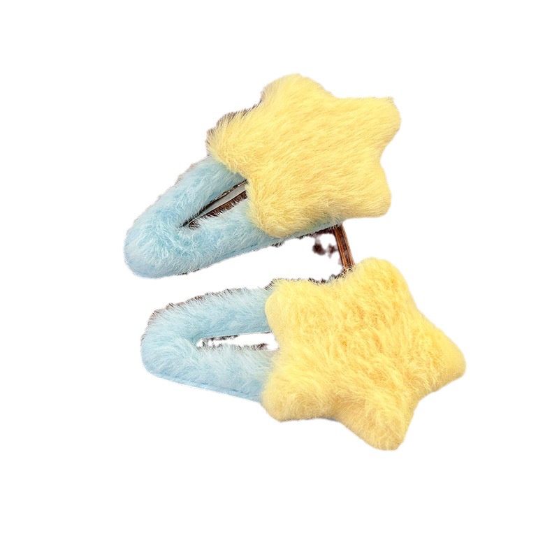 Kẹp Tóc xingx bb y2g dopamine Hình Ngôi Sao Năm Cánh Phủ Lông Tươi Tắn Mùa Thu Đông ins Dễ Thương