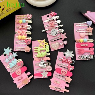 Hejiu set 7 Kẹp Tóc Hình Ngôi Sao / Chữ Cái Đính Đá Bằng Kim Loại Màu Bạc Thời Trang Phong Cách Hàn Quốc y2k