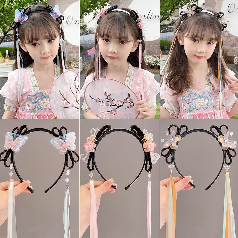 Thẻ Cài Tóc Giả Tua Rua Phong Cách Trung Hoa Cổ Điển Cho Bé Gái