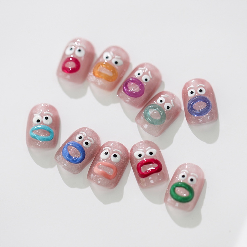 New Craft Phim Hoạt Hình Dễ Thương Vui Nhộn Đôi Mắt Nhỏ Miệng Kỳ Lạ Vui Big Mouth Phim Hoạt Hình Nail Art Sticker Jelly Series Prettyhat