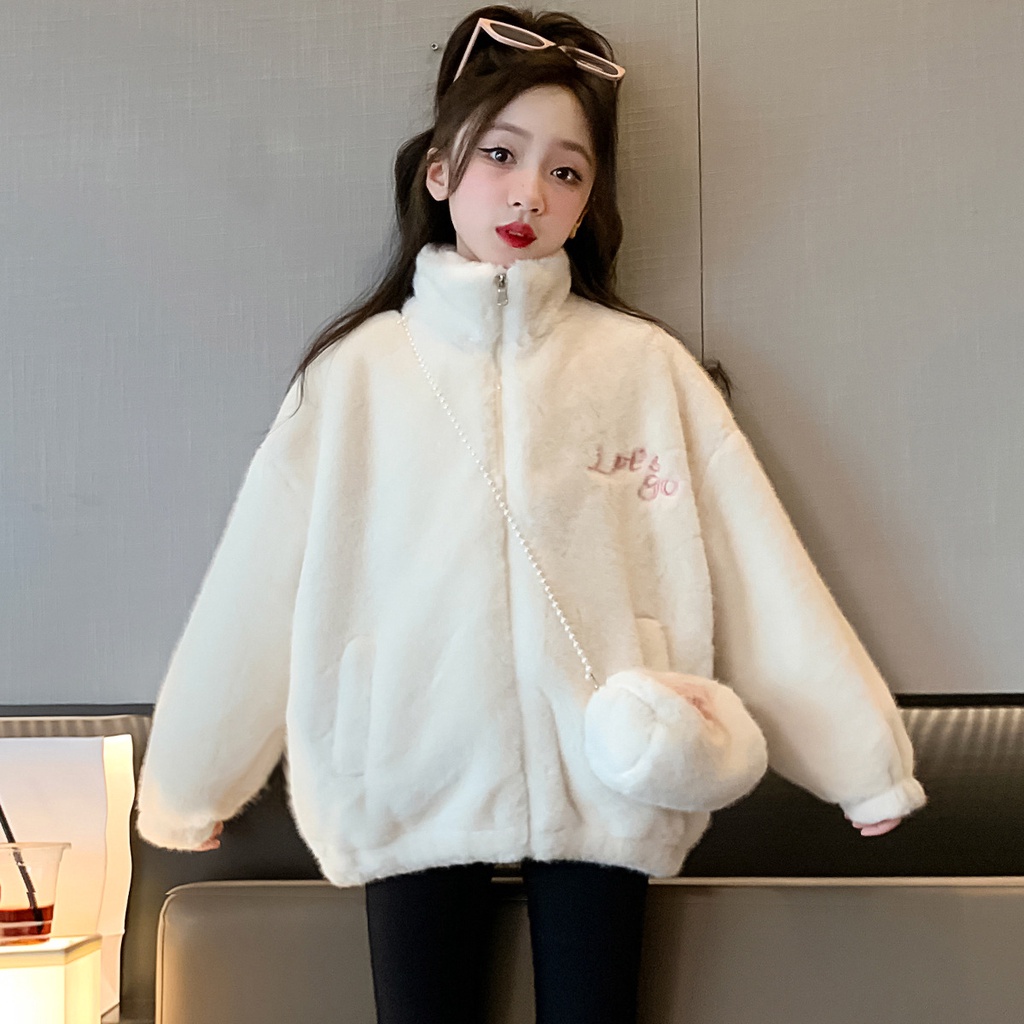 Áo Khoác Len Lông Cừu Dày Dặn Phong Cách Thời Trang Thu Đông Mới 2023 Cho Bé Gái