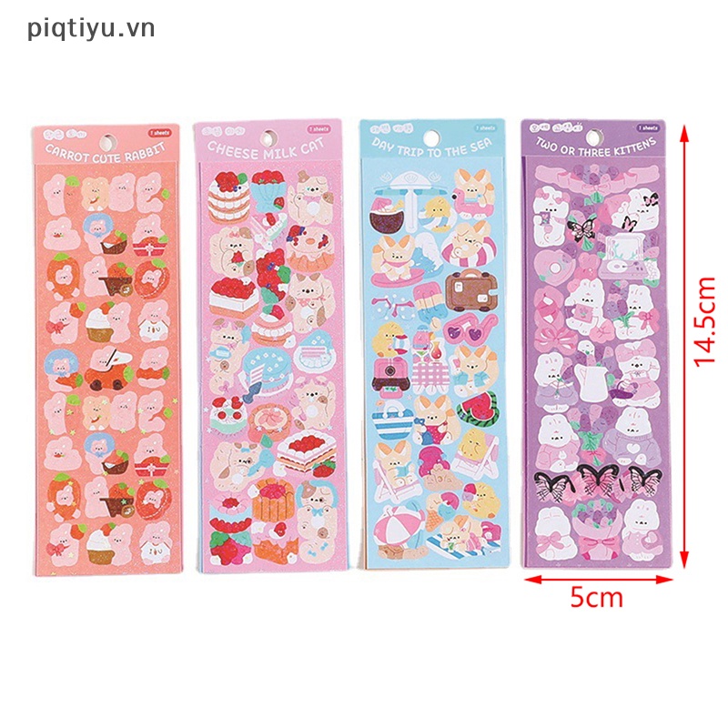 Pp 1 Tờ Hình Dán Mèo kawaii Lấp Lánh Trang Trí Sổ Tay Thủ Công diy vn