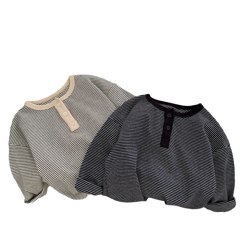 Áo Thun Dài Tay Họa Tiết Kẻ Sọc Thời Trang Mùa Thu Mới Cho Bé Trai