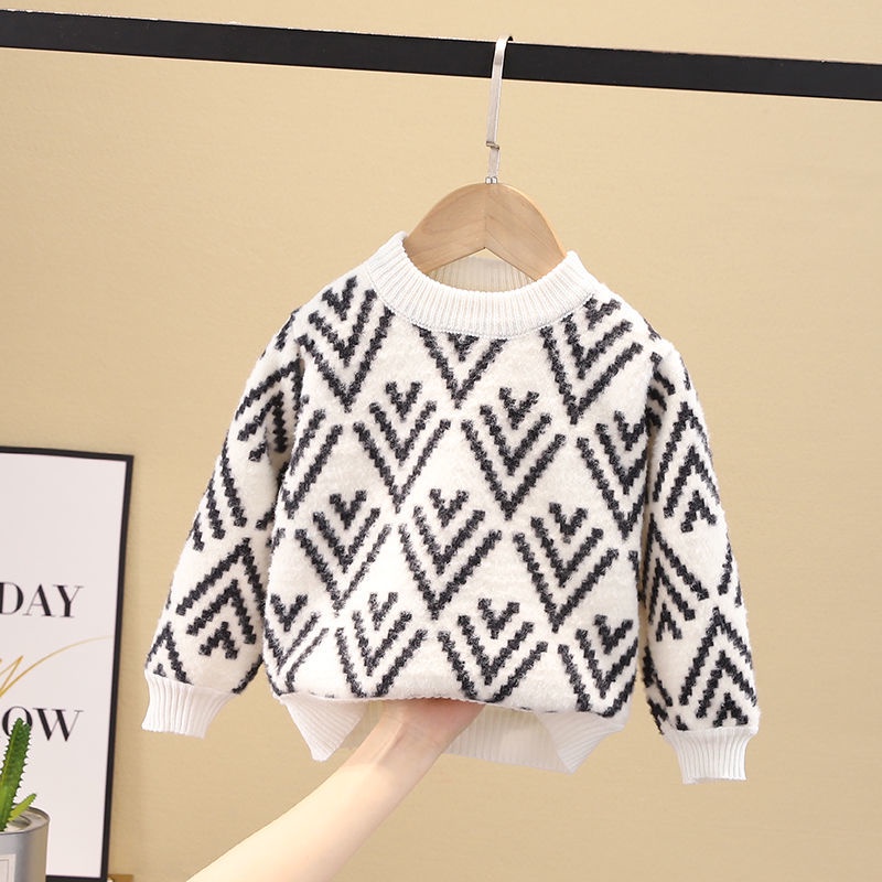 Áo sweater Lông Cừu Dày Chui Đầu Thời Trang Thu Đông Hàn Quốc 2023 Mới Cho Bé Trai Và Bé Gái