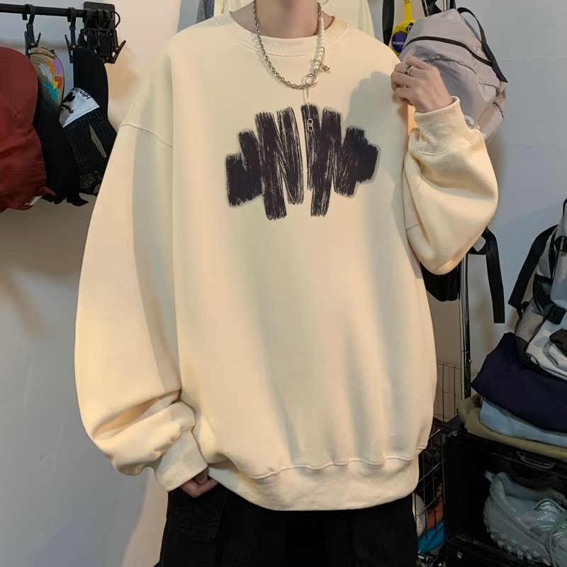 Áo sweater Tay Dài Cổ Tròn Dáng Rộng In Họa Tiết graffiti 8 Màu Thời Trang Mùa Thu Cho Nam