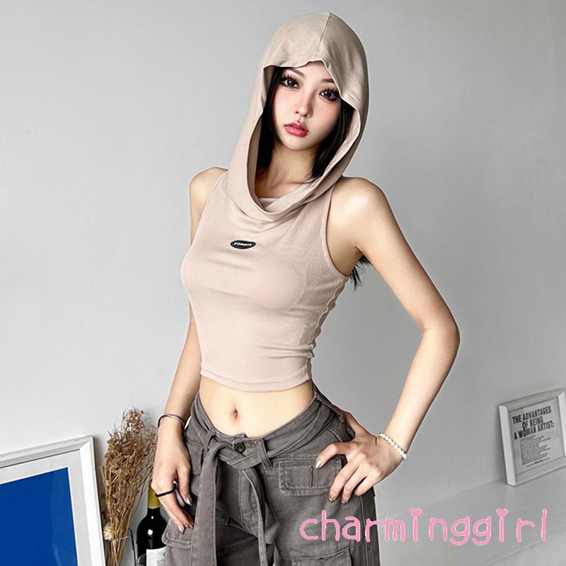 Set Áo Croptop Sát Nách Có Nón + Quần Dài Thời Trang Nữ