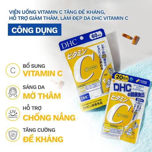 Vitamin c DHC tăng đề kháng, da sáng mịn, ngăn mụn gói 90 ngày 180 viên Quatangme1