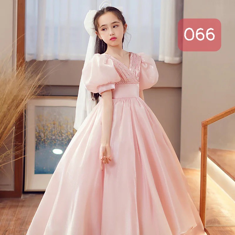 Váy công chúa bé gái , váy thiết kế  cho bé gái màu hồng  dài