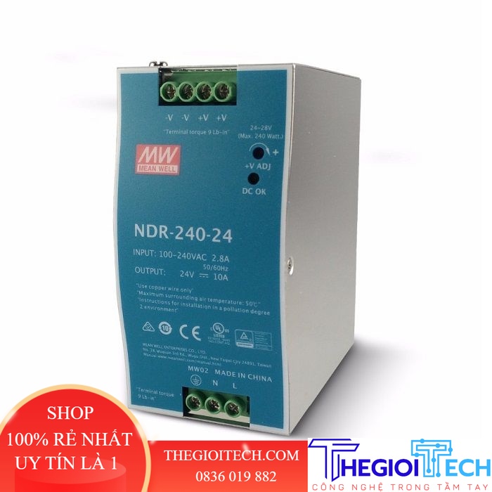 Bộ nguồn Meanwell dòng NDR EDR gắn DIN ray 12V EDR-120-12