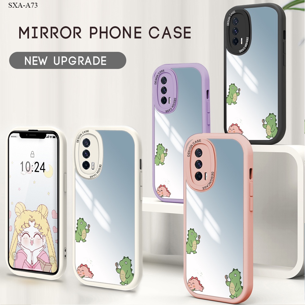Compatible With Samsung Galaxy A73 A72 A70 A53 A54 A34 A24 4G A14 A33 A23 5G Cho Ốp lưng điện thoại In Hình Little Dinosaurs Mirror