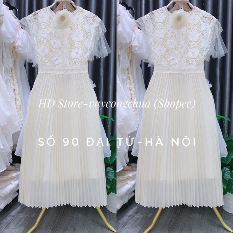 Váy ren dập ly tiểu thư dự tiệc, đầm ren tiệc cưới miiu