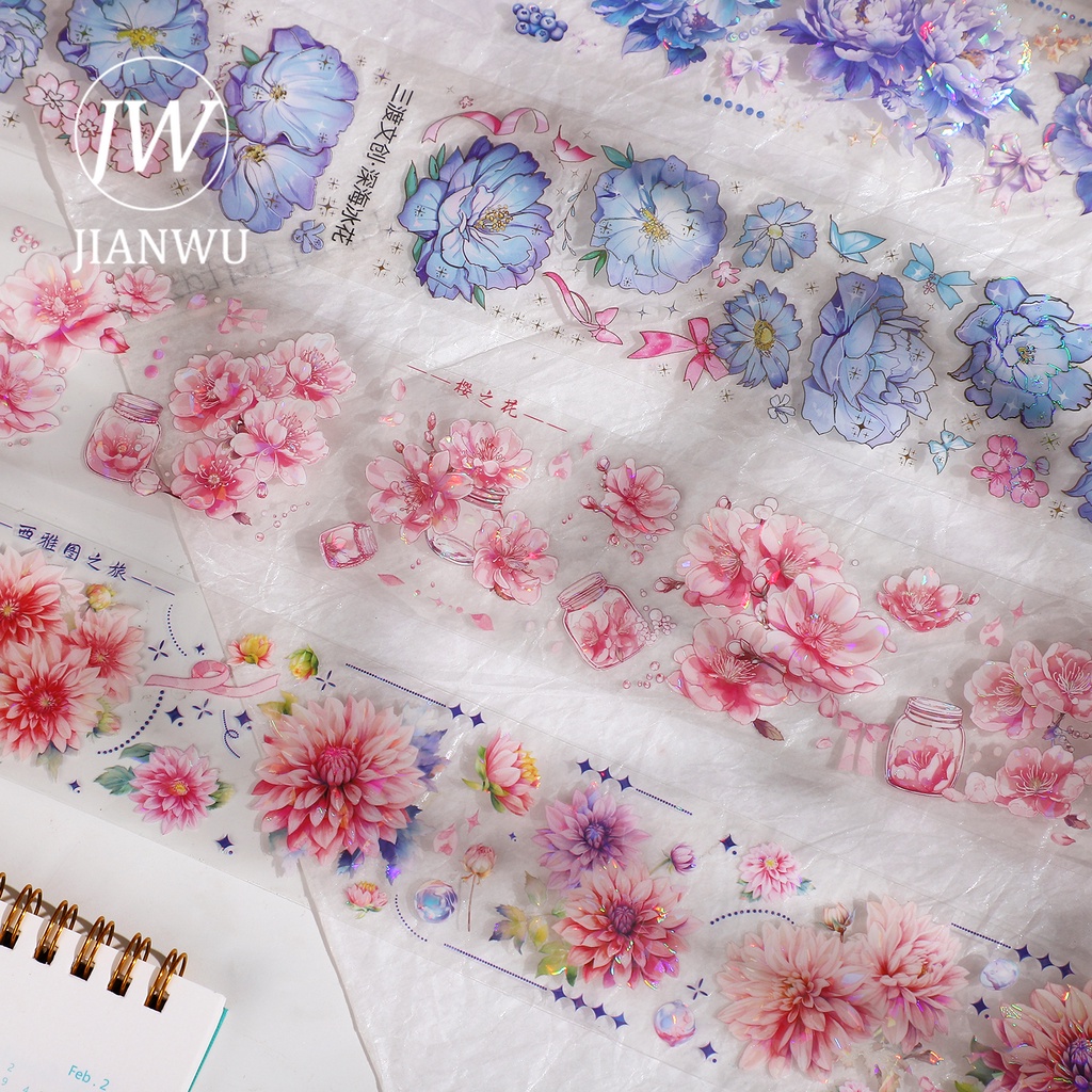 Cuộn Băng Dính 55mm * 200cm Họa Tiết Vỏ Sò / Hoa Phong Cảnh diy Sáng Tạo Trang Trí Phong Cảnh