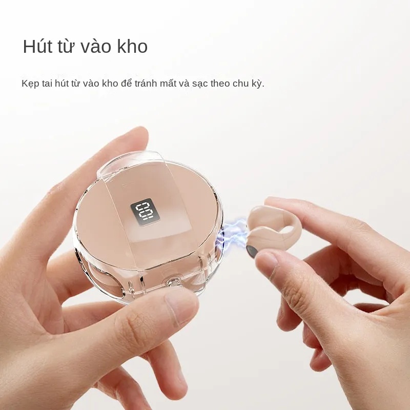 Tai nghe Bluetooth kẹp tai không dây dẫn xương cao cấp, không lọt tai vô hình Android Apple