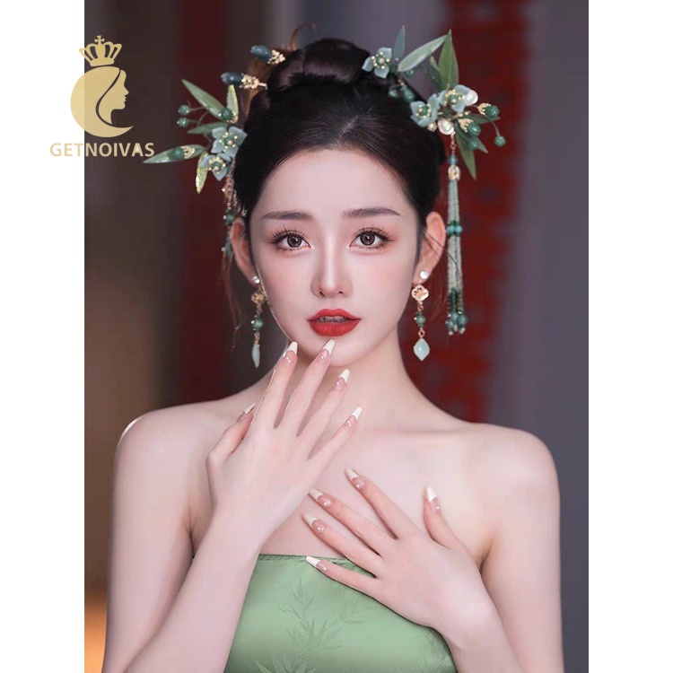 Xiuhe Trâm Cài Tóc Lá Tre Mặt Sườn Xám