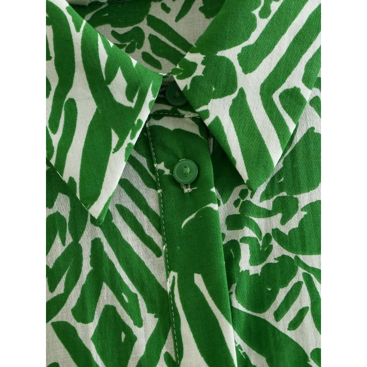 Zara Đầm cotton Dáng Dài In Họa Tiết Phong Cách retro Âu Mỹ Cho Nữ 2548041 500