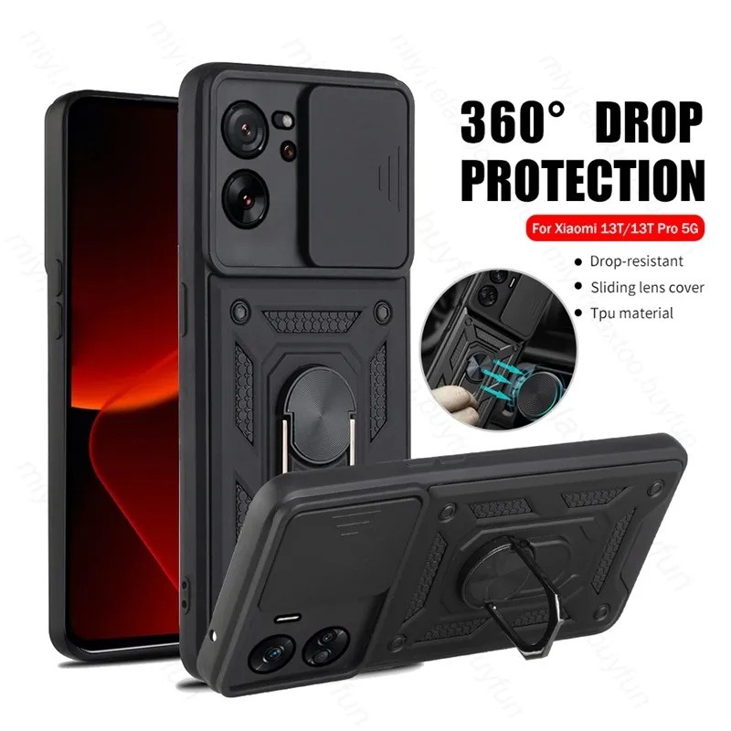 Ốp Điện Thoại Cứng Kiểu Giáp Chống Trầy Kèm Giá Đỡ Nhẫn Từ Tính Cho xiaomi 13t pro 5g 13 t 13tpro xiaomi13t 2023