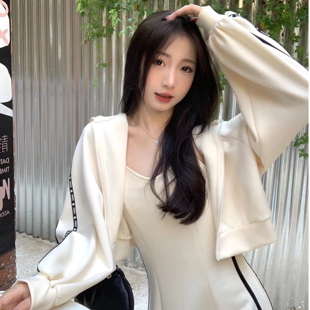 Set Đầm hoodie + Áo Khoác Thời Trang Thu Đông Phong Cách Hàn Quốc 2023