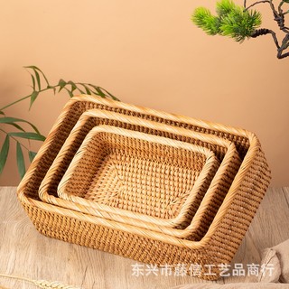 Rattan storage basket rectangular woven basket Vietnam bamboo basket box sundries sorting box QLPI