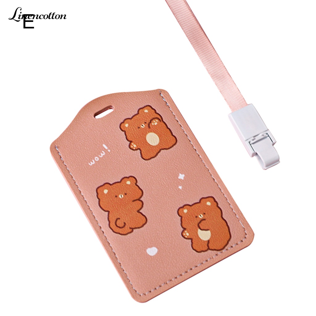 Túi Đựng Thẻ Xe Buýt Đa Năng Bằng Vải Lanh Cotton Thiết Kế Hoạt Hình Dễ Thương Có Dây Đeo Tiện Lợi Dành Cho Học Sinh