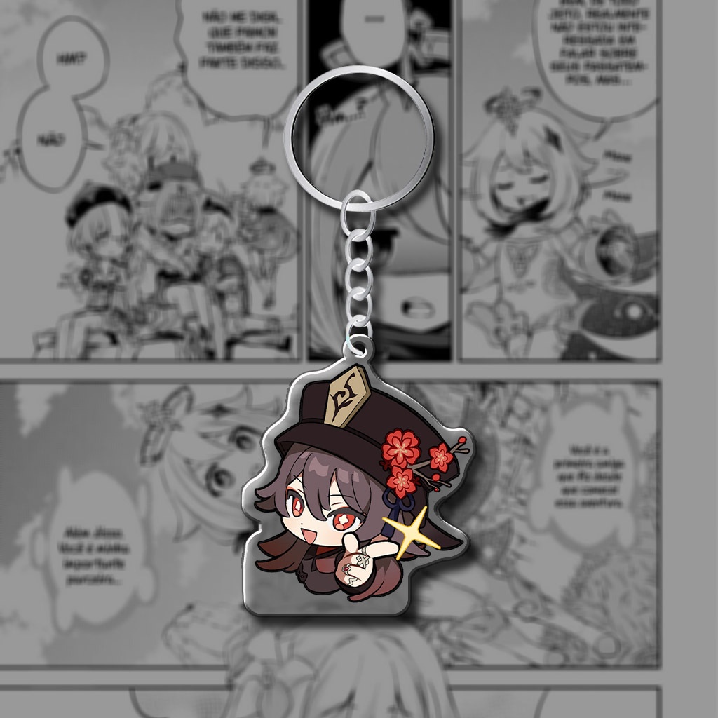 Móc khóa mica in hình nhân vật Hutao Genshin impact trang trí túi xách balo làm quà tặng lưu niệm