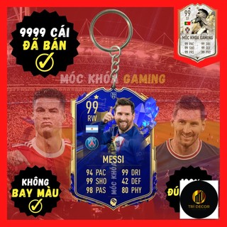 Móc khóa mica 2 mặt cầu thủ bóng đá Cr7, móc khóa Messi