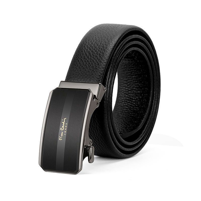 Thắt lưng nam / dây nịt nam da thật Pierre Cardin J2A826Z-981239A chính hãng vân chìm kẻ ngang khoá tự động sang trọng