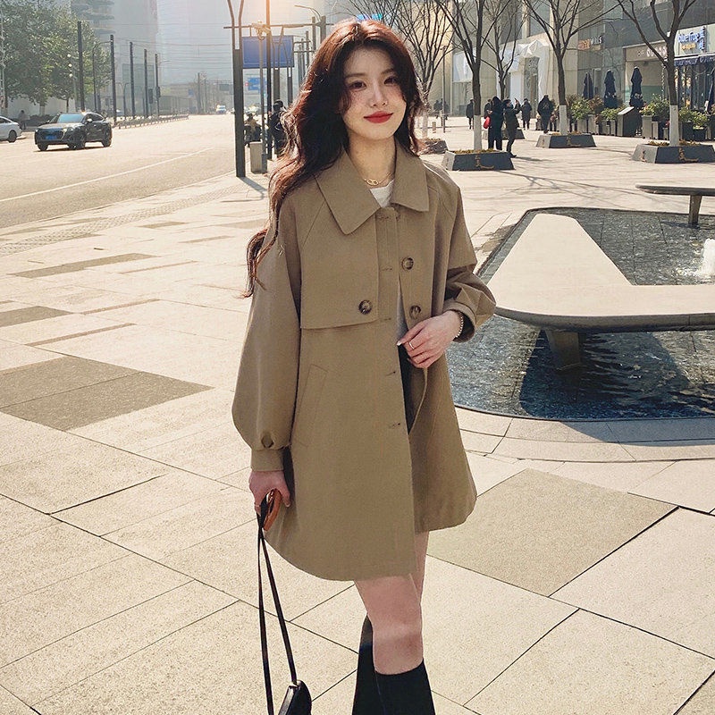 Áo Khoác Kaki Tay Phồng Dài Vừa Thời Trang Xuân Thu Phong Cách Mới 2023 Dành Cho Bạn Nữ 2023