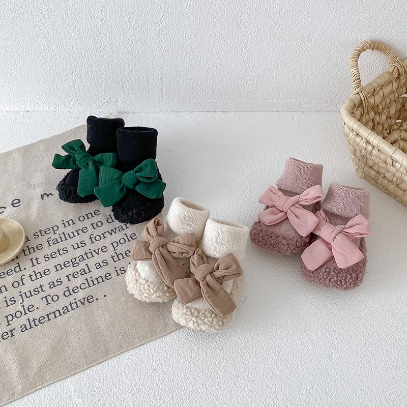 Giao Hàng Nhanh Vớ Dày Dặn Đính Nơ Phong Cách Hàn Quốc Thời Trang Thu Đông Cho Bé Gái