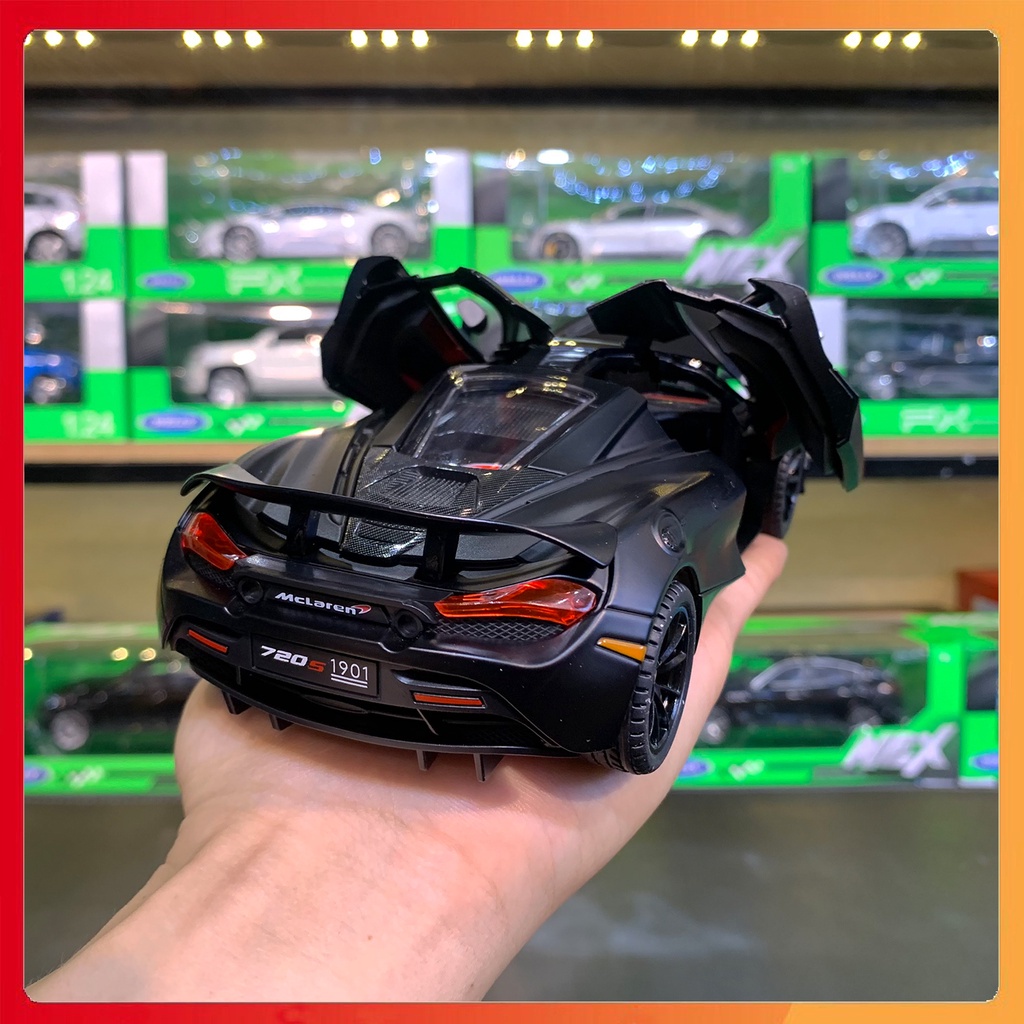 Giá rẻ Mô hình xe Mclaren 720S tỉ lệ 1:24 JINLIFANG sập sàn hộp bí ấn, tặng ô tô