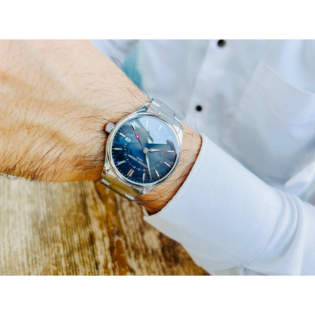 Đồng hồ chính hãng nam Frederique Constant Classic Quartz GMT 40mm FC-252DGS5B6B - Kính Sapphire Chính Hãng