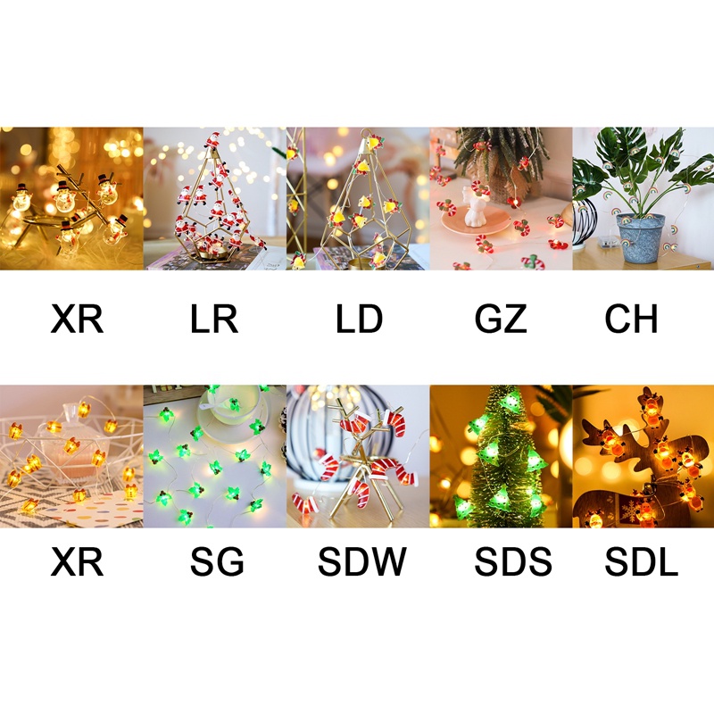 2m Dây Đèn led 20 Bóng Hình Hoạt Hình Trang Trí Giáng Sinh