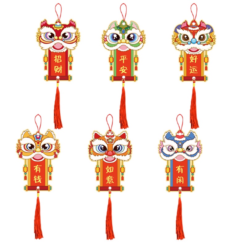 Set 6 Thẻ Treo Trang Trí Phòng Khách Hình Rồng Mừng Năm Mới 2024