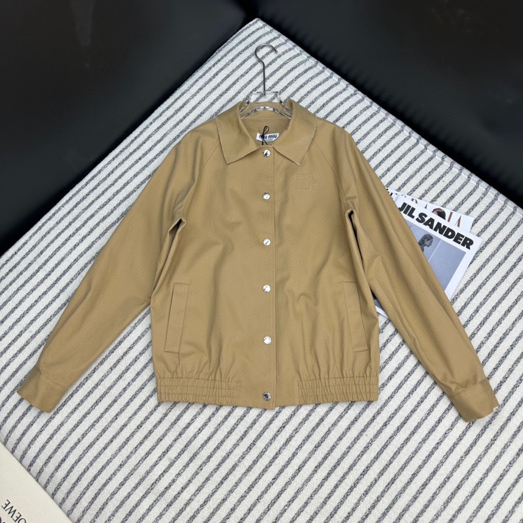 LEAS MIU MIU 23 autumn and winter New letter cloth embroidered casual coat women's lapel fashion all-match single-breasted jacket for women