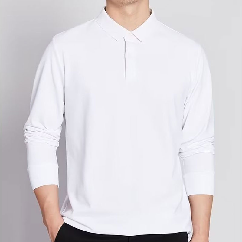DICHUANGZHE Áo thun cổ polo dài tay màu sắc đơn giản dành cho nam